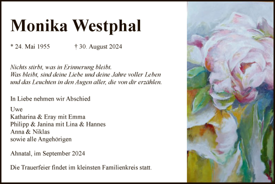 Traueranzeige von Monika Westphal von HNAHNA