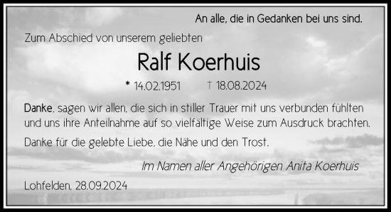 Traueranzeige von Ralf Koerhuis von HNA