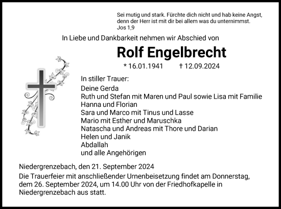 Traueranzeige von Rolf Engelbrecht von HNA