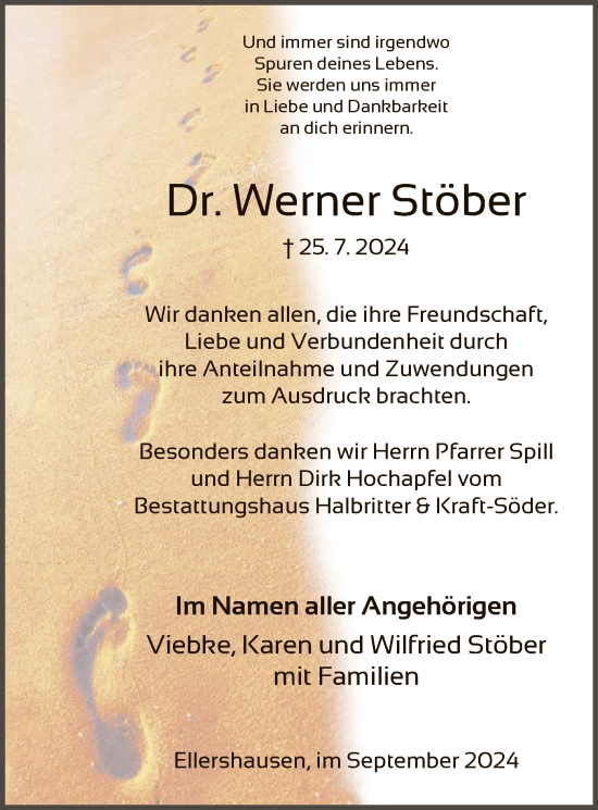 Traueranzeige von Werner Stöber von HNA