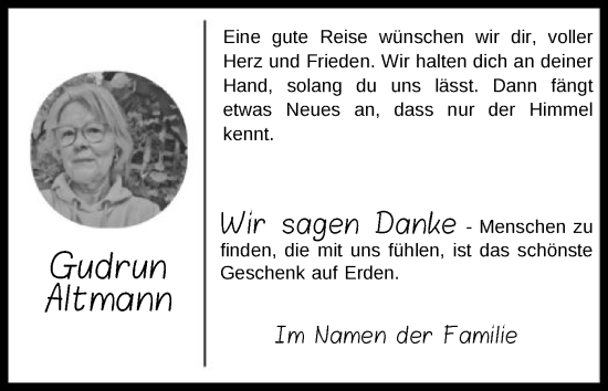 Traueranzeige von Gudrun Altmann von HNA