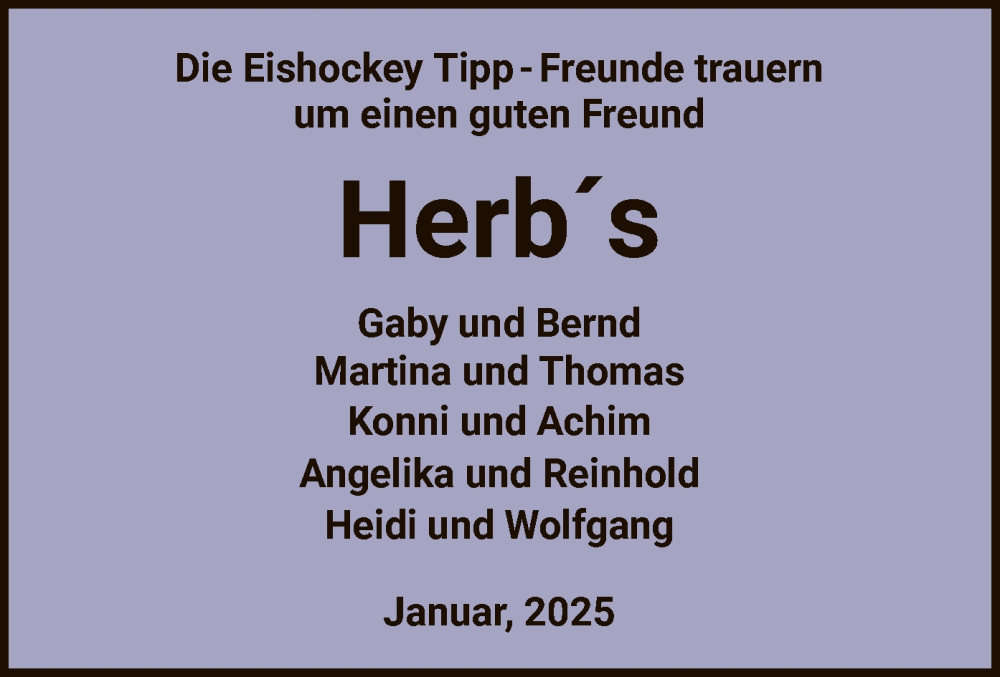  Traueranzeige für Herb´s  vom 11.01.2025 aus HNA