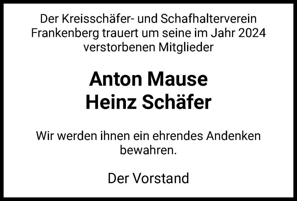  Traueranzeige für Im Gedenken 2024 vom 11.01.2025 aus HNA