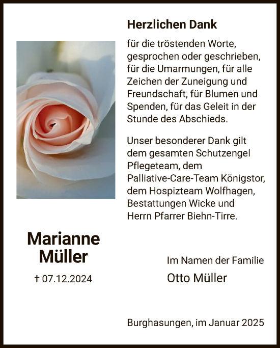 Traueranzeige von Marianne Müller von HNA