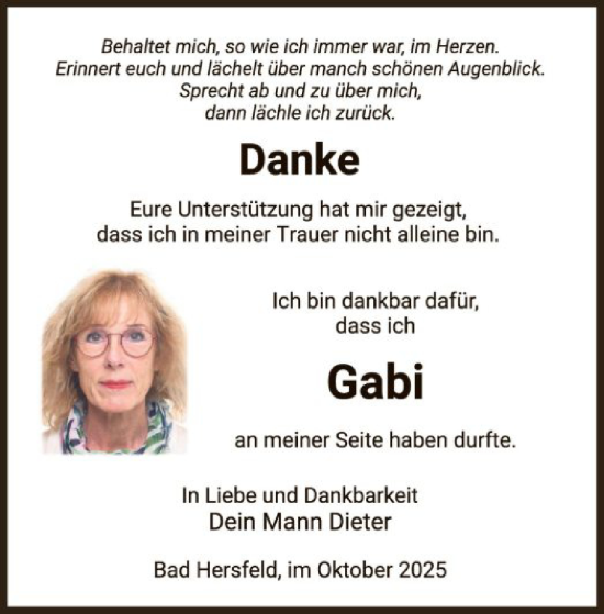 Traueranzeige von Gabi Schröder von HNA