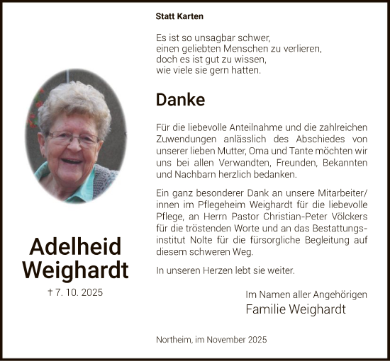 Traueranzeige von Adelheid Weighardt von HNA