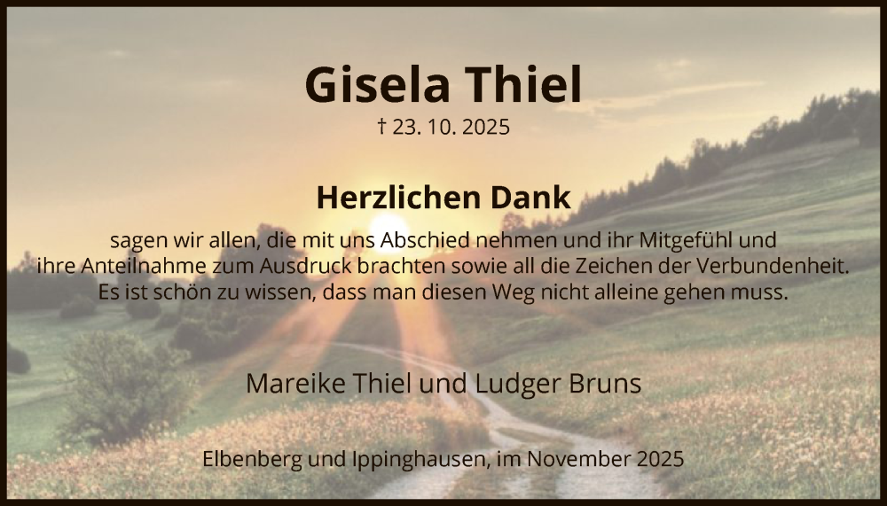  Traueranzeige für Gisela Thiel vom 28.11.2025 aus HNA