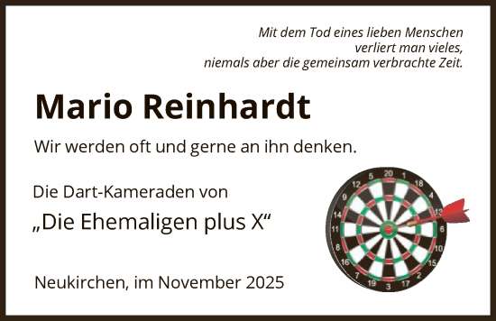 Traueranzeige von Mario Reinhardt von HNA
