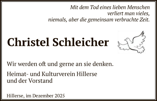 Traueranzeige von Christel Schleicher von HNA