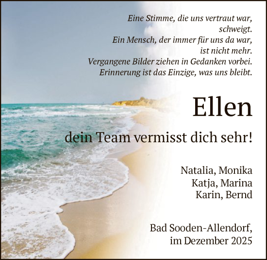 Traueranzeige von Ellen Martin von HNA