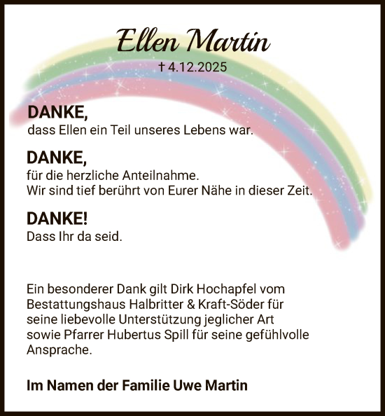 Traueranzeige von Ellen Martin von HNA