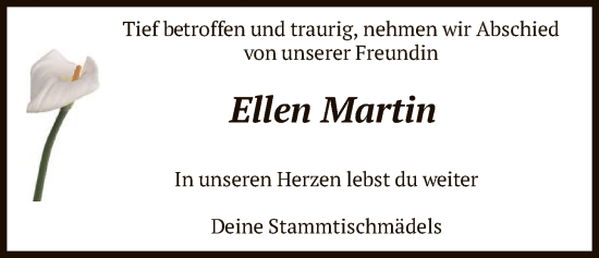Traueranzeige von Ellen Martin von HNA