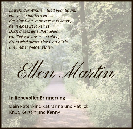 Traueranzeige von Ellen Martin von HNA