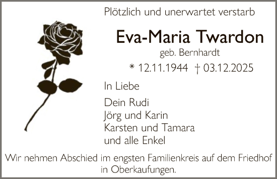 Traueranzeige von Eva-Maria Twardon von HNA