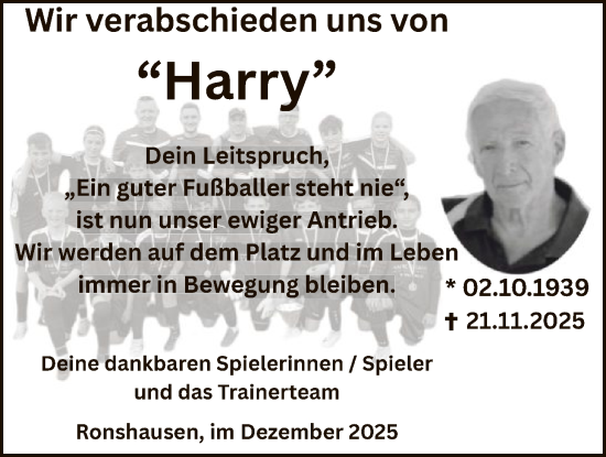 Traueranzeige von Harry Nowak von HNAHN