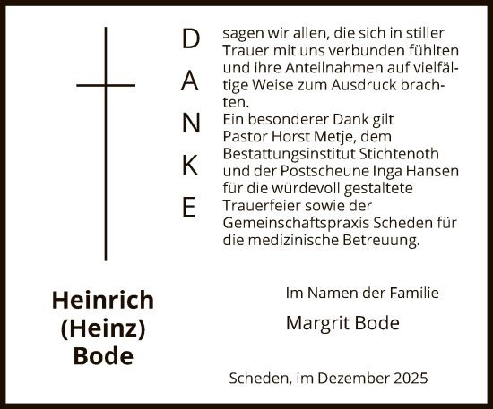 Traueranzeige von Heinrich Bode von HNA