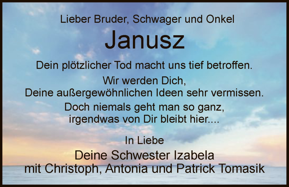  Traueranzeige für Janusz Kotwasinski vom 17.12.2025 aus HNA