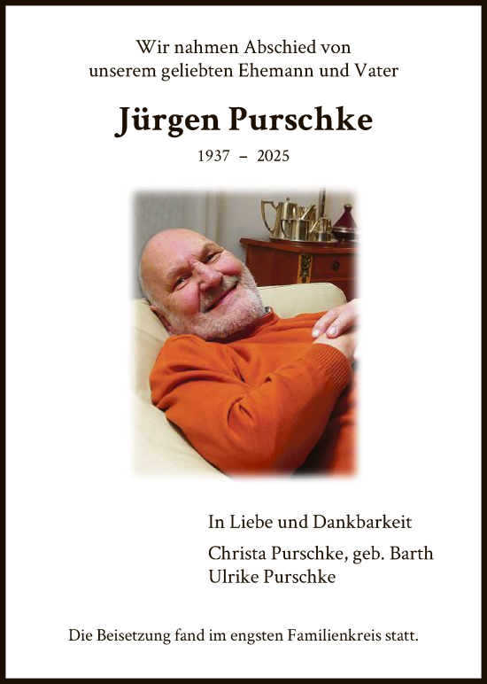 Traueranzeige von Jürgen Purschke von HNA