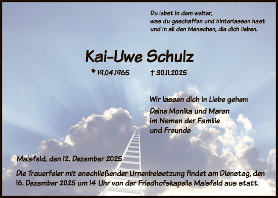 Traueranzeige von Kai-Uwe Schulz von HNA
