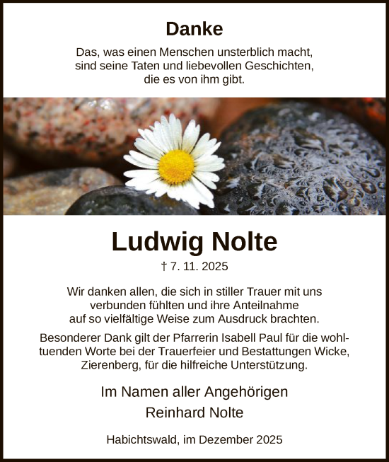 Traueranzeige von Ludwig Nolte von HNA