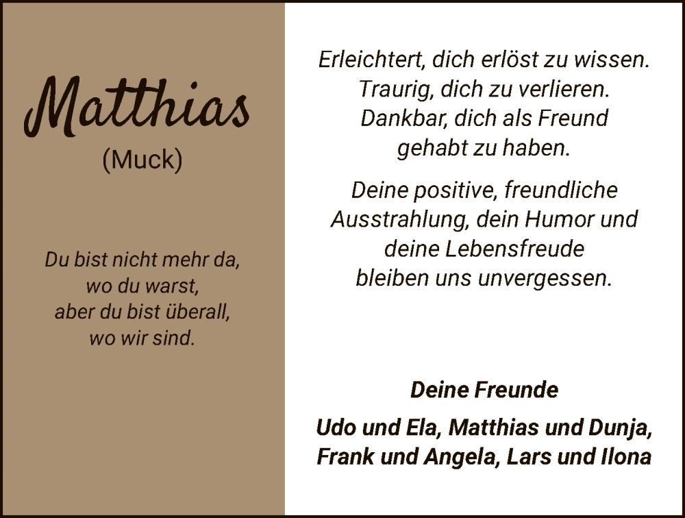  Traueranzeige für Matthias Tögel vom 13.12.2025 aus HNA