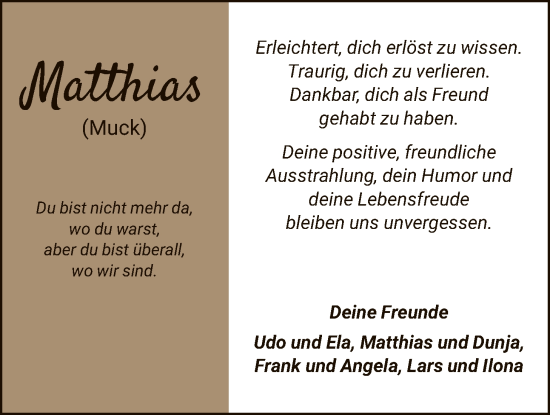 Traueranzeige von Matthias Tögel von HNA