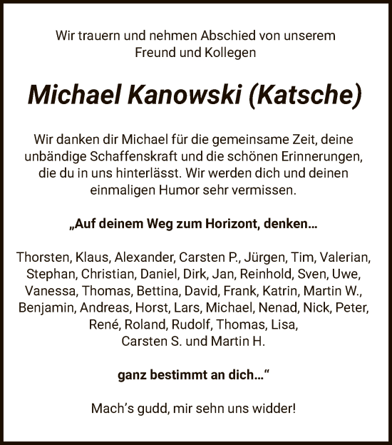 Traueranzeige von Michael Kanowski von HNA