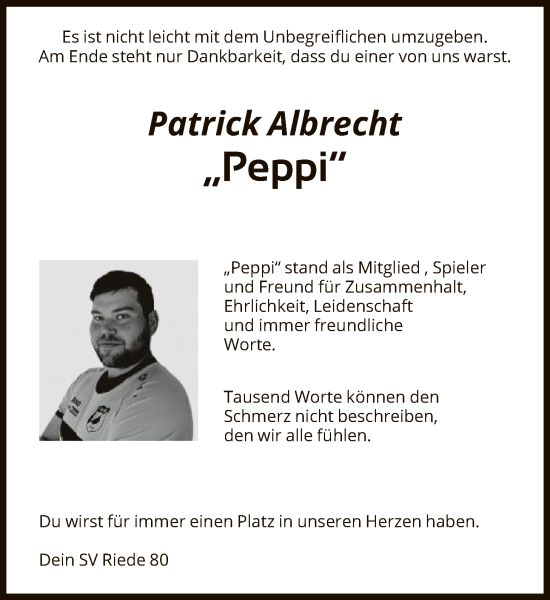 Traueranzeige von Patrick Albrecht von HNA