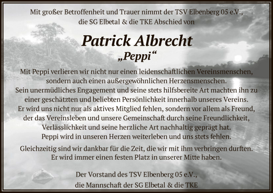 Traueranzeige von Patrick Albrecht von HNA