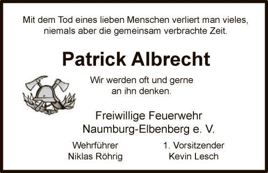 Traueranzeige von Patrick Albrecht von HNA