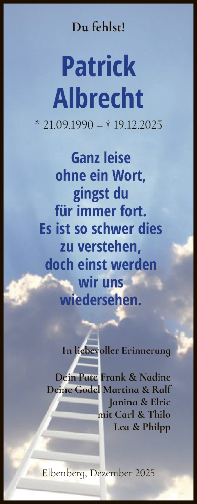 Traueranzeige von Patrick Albrecht von HNA