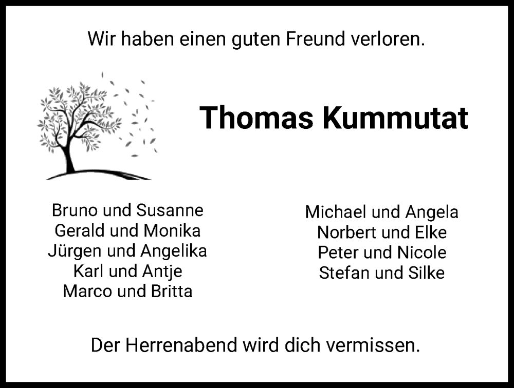  Traueranzeige für Thomas Kummutat vom 13.12.2025 aus HNA