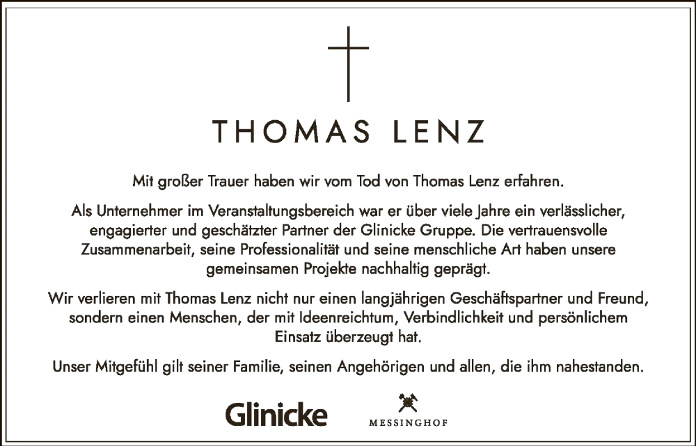  Traueranzeige für Thomas Lenz vom 20.12.2025 aus HNA