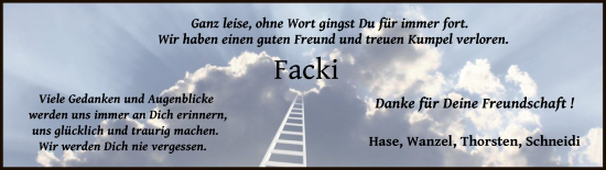 Traueranzeige von Lars Fackiner von HNA