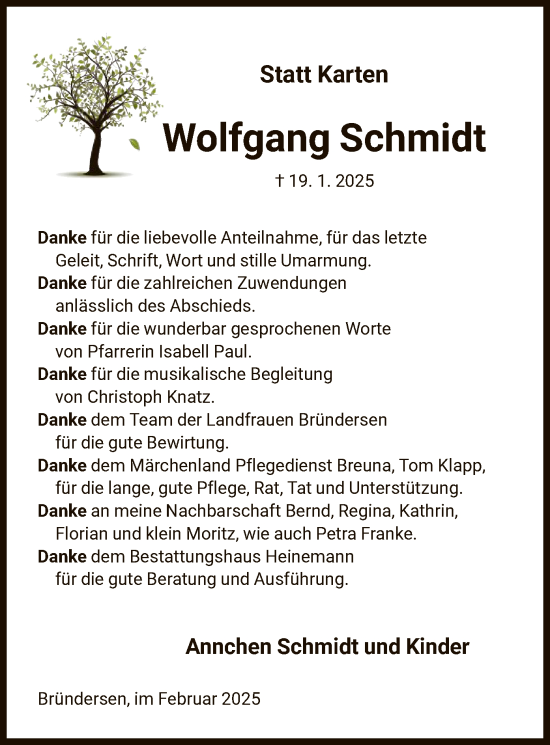 Traueranzeige von Wolfgang Schmidt von HNA