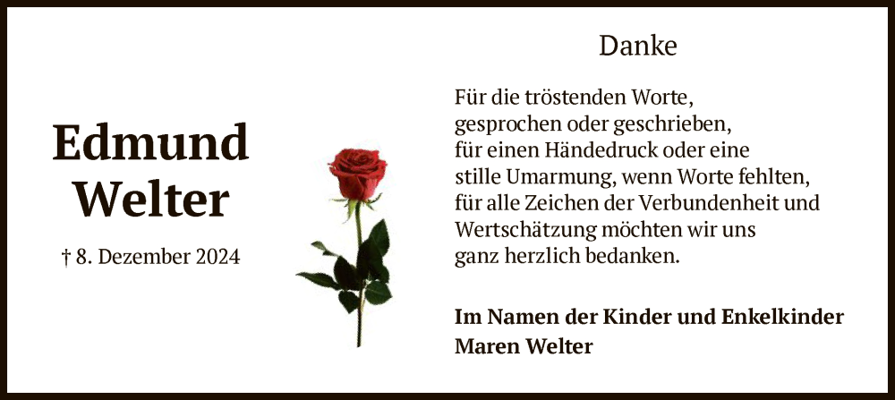  Traueranzeige für Edmund  Welter vom 01.03.2025 aus HNA