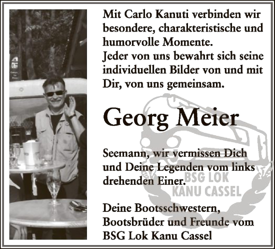 Traueranzeige von Georg Meier von HNA