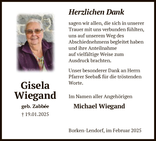Traueranzeige von Gisela Wiegand von HNA