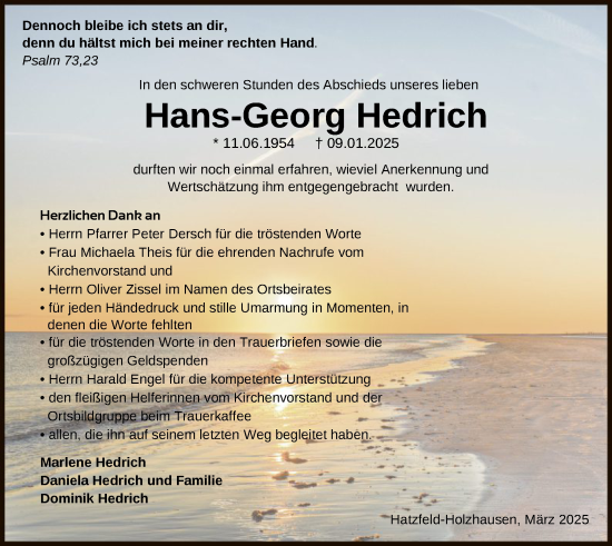 Traueranzeige von Hans-Georg Hedrich von HNA