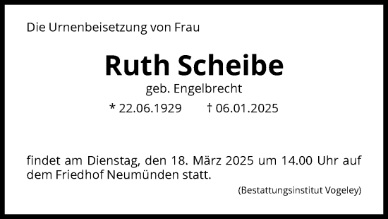 Traueranzeige von Ruth Scheibe von HNA