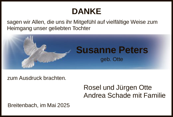 Traueranzeige von Susanne Peters von HNA