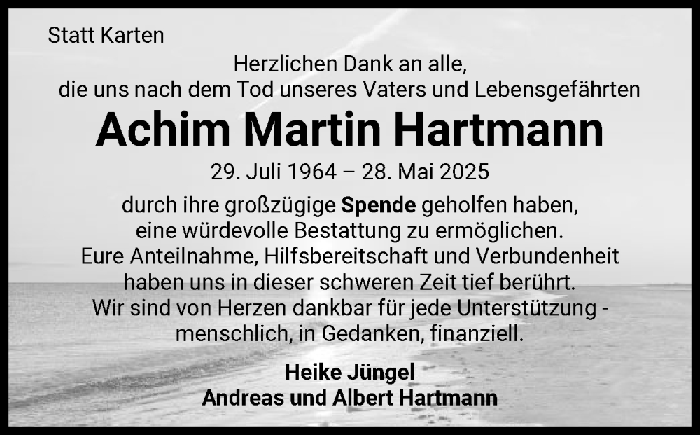 Traueranzeige für Achim Martin Hartmann vom 02.08.2025 aus HNA