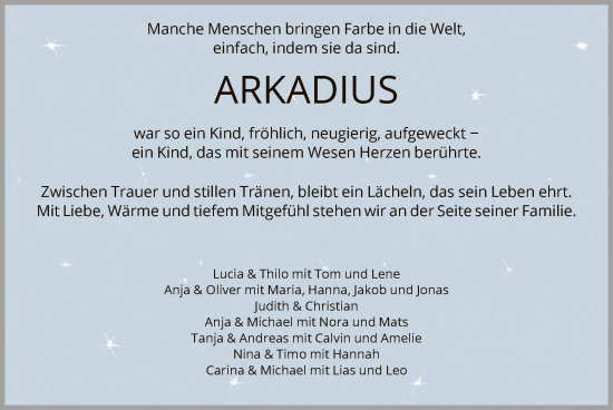 Traueranzeige von Arkadius  von HNA