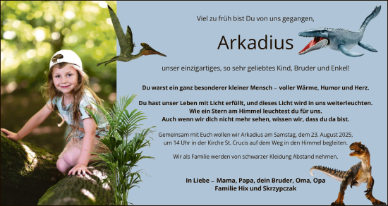 Traueranzeige von Arkadius  von HNAWRS