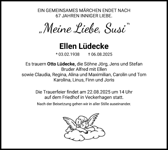 Traueranzeige von Ellen Lüdecke von HNAHNA