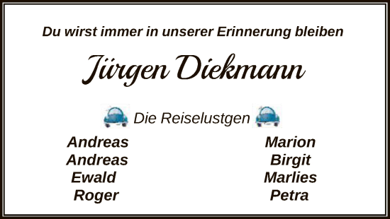 Traueranzeige von Jürgen Dickmann von HNA