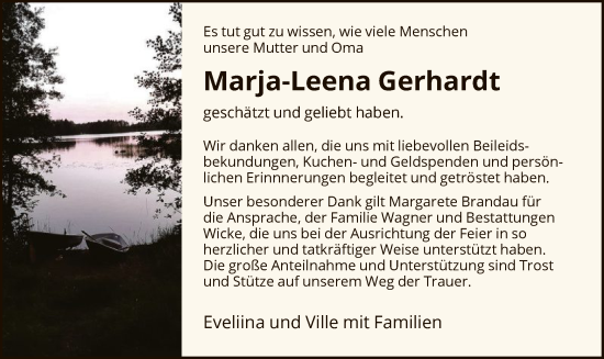 Traueranzeige von Marja-Leena Gerhardt von HNA