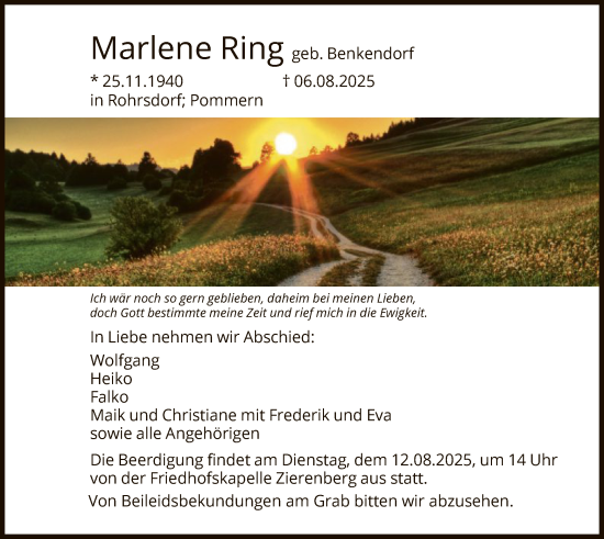 Traueranzeige von Marlene Ring von HNA
