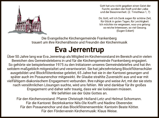 Traueranzeige von Eva Jerrentrup von HNA