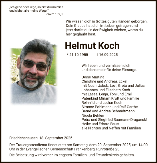Traueranzeige von Helmut Koch von HNA